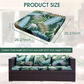 OKYUK 6pcs Stretch Patio Sofa Couch Cushion Covers,Outdoor Cushion Covers Replacement,Couch Slipcovers Sofa Seat Cover Cushion Cover Porch Patio Washable Furniture Protector(Cover Only,Green Forest)