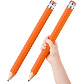 Trandraft 2 Pcs 16 Inch Pencils Wooden Jumbo Pencils Giant Wooden Pencils Funny Big Pencil with Cap Eraser Large Pencil Fun Novelty Gifts for Kids School Kindergarten Home Office Supplies (Orange)