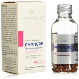 Phanere, Suplemento alimenticio con Vitaminas, cabello y uñas, 120 cápsulas                                                                           