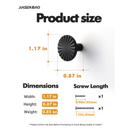 JIASENBAO 5 Pack Black Cabinet Knobs Matte Black Flat Drawer Pulls Kitchen Cupboard Bathroom Dresser Cabinet Hardware Handles Zinc Alloy