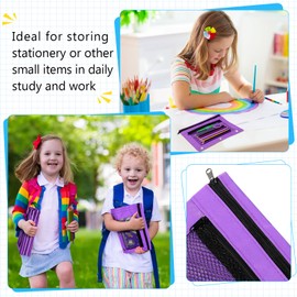 Zhehao 20 Pcs Pencil Pouch 10.24 x 7.28 Inch 3 Ring Binder Zipper Pouches Pencil Bags with Mesh Window Binder Pencil Case for Office School Students Supplies (Purple)