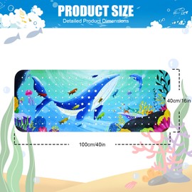 Vanleonet Baby Bath Mat for Tub for Kids, 40''x16'' Extra Long Bathtub Mat Non Slip, Toddler Bath Mat Non-Slip for Tub with Suction Cups & Drain Holes, Machine Washable,Whale