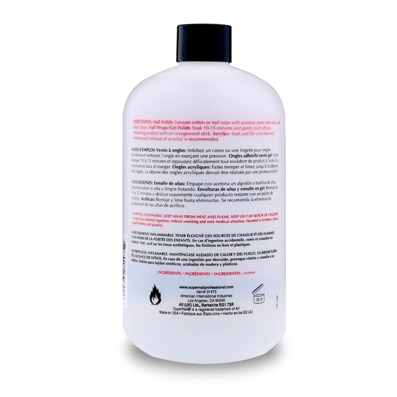 Supernail Pure Acetone Nail Polish Remover - Professional Strength for