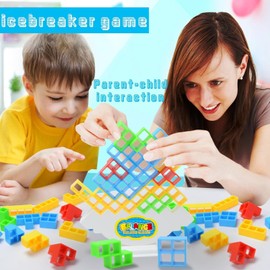 Tetra Tower Game, Tetra Tower Balance Game, Tetra Tower Game for Children, Tetris Balance Toy, Children's Building Blocks Balance Game for Boys and Girls from Years 3+ (64 Pieces)