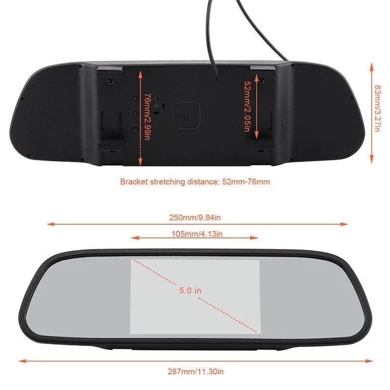 IPoster 5-inch LCD Rearview Mirror Display Screen 360° Mini Rearview