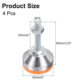 sourcing map 4 Pack Adjustable Heavy Duty Leveling Feet, 50mm/2" Dia Base M10 x 50mm Thread Anti-slip Shock-absorbing Furniture Leveler Legs for Workbench, Machine, Cabinet