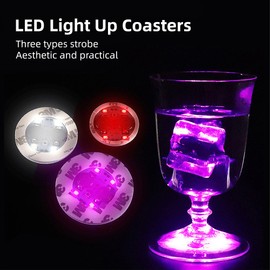Aoresac LED Coaster/Wine Bottle Lights/Light Up Coasters for drinks/24 packs/7 Colors /Flash Mode For Bars/Party