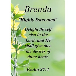Brenda "Highly Esteemed" Keepsake Name Meaning Card with Bible Verse