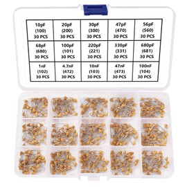 YIXISI 450 Pieces 15 Values 10pF-100nF 50V Ceramic Capacitor Assortment Kit, Multilayer Monolithic Ceramic Chip Capacitor, Ceramic Capacitor