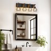 4-Light Farmhouse Bathroom Vanity Light Fixtures, Wood Bathroom Light Over