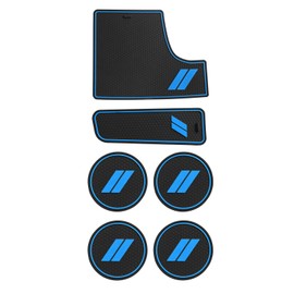 SENSHINE Anti Dust Cup Holder Insert for Dodge Charger Accessories 2015-2021 2022 2023 2024 Non-Slip Center Console Shifter Liner Trim Premium Custom Interior 6Pcs Set (Blue Trim)