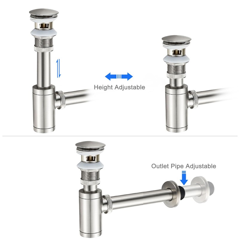 MENATT Bathroom Sink P-Trap Complete Set, Solid Brass 1-1/4 Bottle