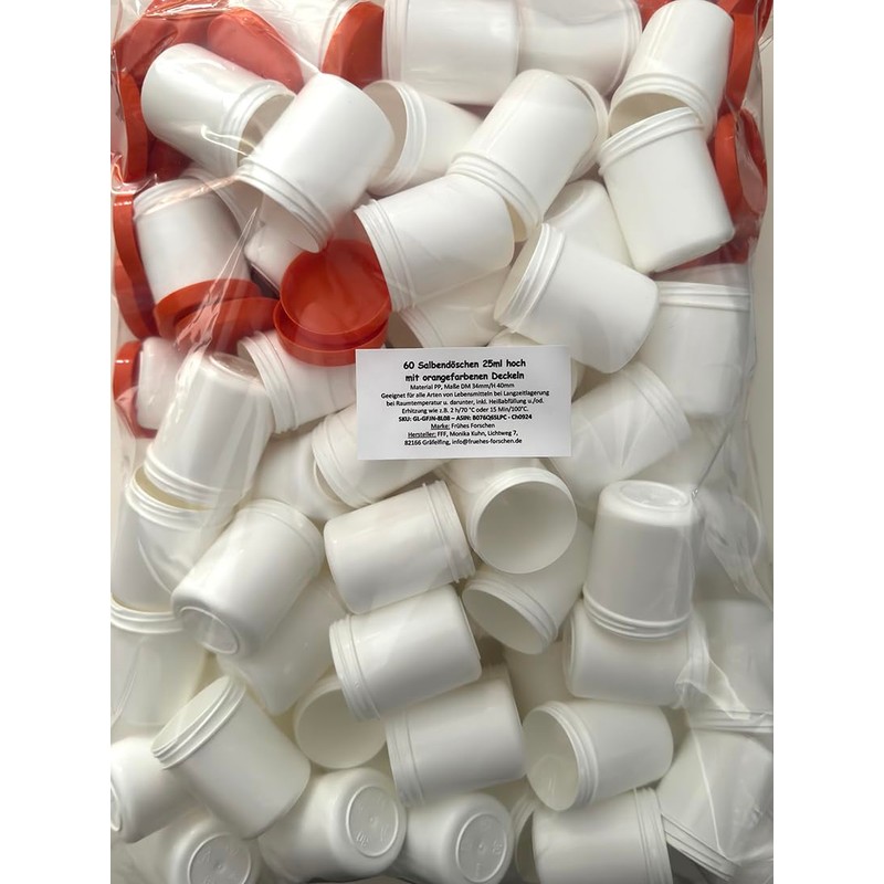 60 Ointment Jar Containers Cream/Ointment Kruke High 25ml Capacity with