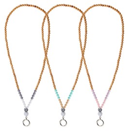 Hobbspring 3Pcs Lanyard for ID Badges Keys Wooden Beaded Cute Lanyard Necklace School Work Jewelry Female Nurse Accessories for ID Badge Card Holder Teacher Cruise Keys Keychain Cell Phone