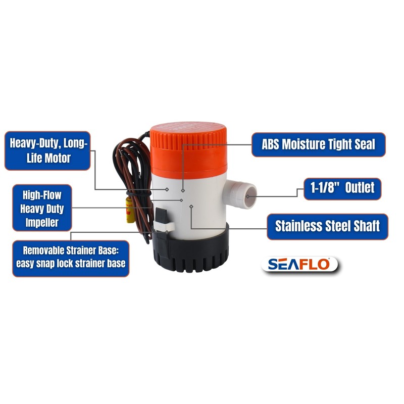 SEAFLO 01-Series 1100 GPH Bilge Pump with 01-Series Bilge Pump