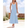 ZESICA Womens 2025 Summer Sleeveless Striped Midi Dresses Casual A