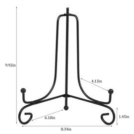 Iron Display Stand, Black Iron Easel Plate Display Photo Holder Stand, Displays Picture Frames, Cookbooks, Decorative Plates, Tablets and Art (10 inch)
