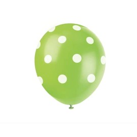Lime Green Polka Dot Latex Balloons (30cm) Pack of 6 - Premium Quality, Perfect for Parties & Celebrations