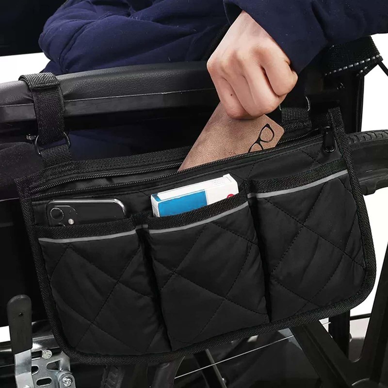Wheelchair Side Bag with Pockets Mobility Aid Wheelchair Accessories Bag