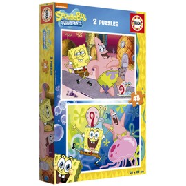 Educa - Spongebob Schwammkopf, 2 x 48 Teile Puzzle-Set für Kinder ab 3 Jahren, Kinderpuzzle, Squarepants (19388)