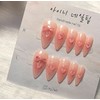 [In-Store Special Discount]Pink Heart Peach Cheek Handmade Nail Tips -