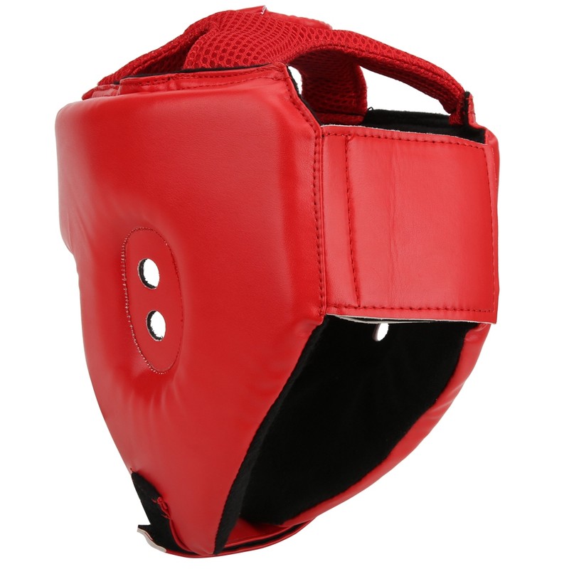 Boxing Helmet PU Leather Adjustable Head Guard Sanda Kickboxing Training