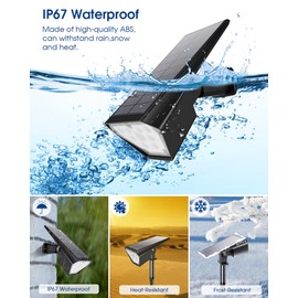 Biling Solar Spot Lights Outdoor, 2-in-1 Solar Landscape Lights 12 LED Bulbs Solar Powered IP67 Waterproof Adjustable Wall Light for Patio Pathway Yard Garden Driveway Pool - Warm White