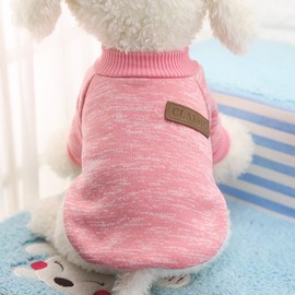Idepet Pet Cat Dog Sweater Warm Dog Sweater Cat Clothes Fleece Pet Coat for Puppies Small Medium Large Dog, Pink & Grey, l, pink