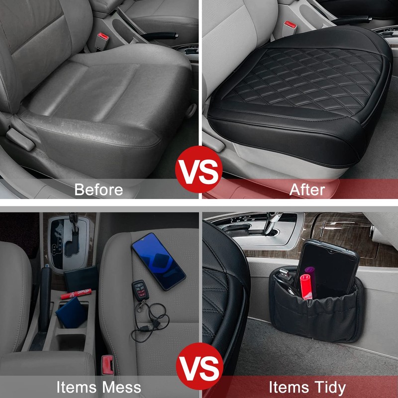 BEITK 2 Pack Leather Front Car Seat Cover, Anti-Slip and