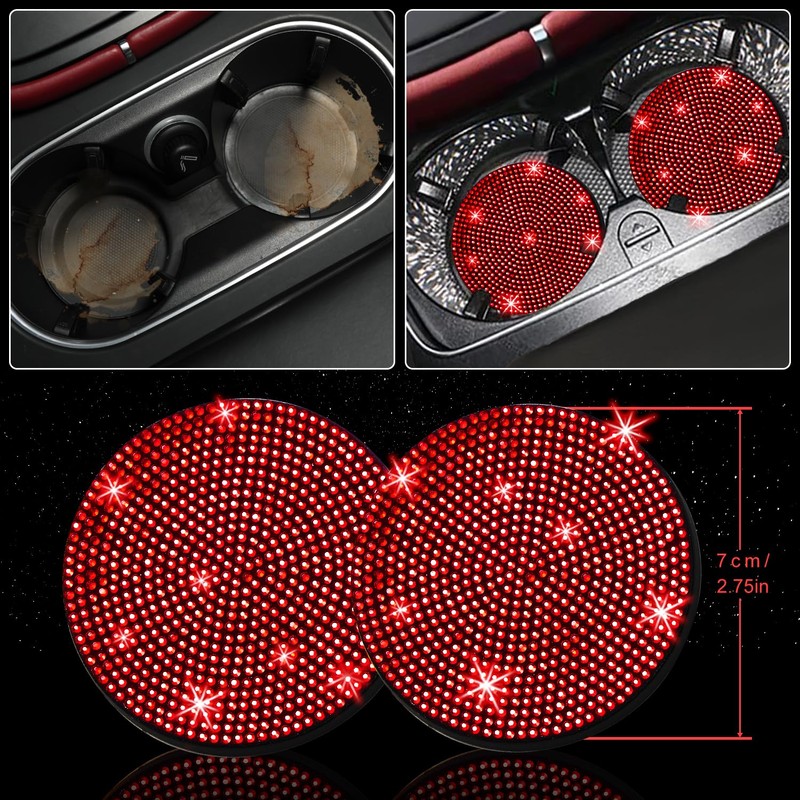 NBTEPEM 27 PCs Red Bling Car Accessories Set for Women,