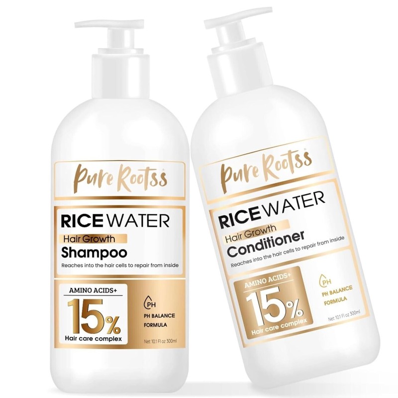 PureRootss Rice Water Shampoo and Conditioner Set for Hair Growth,