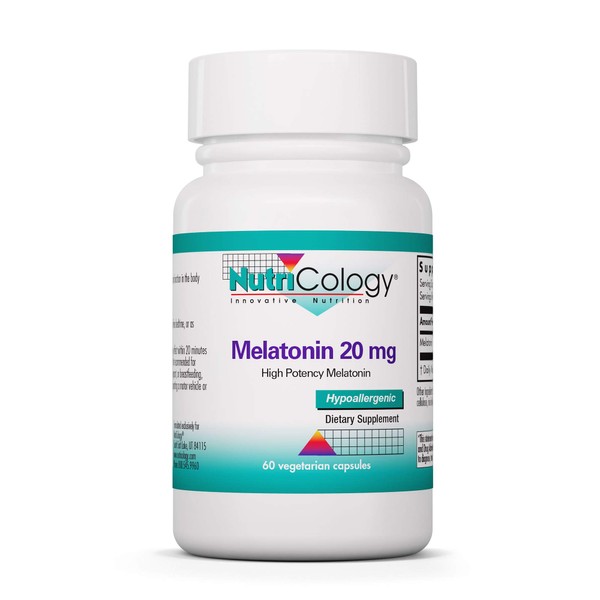 Nutricology Melatonin 20 mg - High Potency Sleep and Immune Support - 60 Vegetarian Capsules