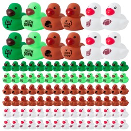 Haooryx Football Mini Rubber Ducks - 120Pcs Green Sport Mini Pool Ducky Squeak Bathtub Float Bath Toy Novelty Squeak Duck for Kid Birthday Decor Football Match Classroom Reward Baby Shower Party Favor