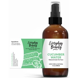 Cucumber Hydrosol Facial Toner - All Natural Hydrating Spray Mist for Face and Hair - 100% All Natural Cucumber Water Hydrosol 8oz with Fine Mist Cap
