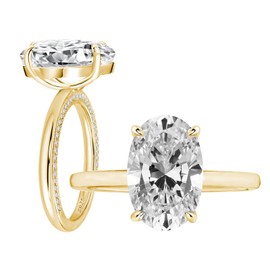 Effinny 3.5ct Oval Cut Solitaire Engagement Ring,Pavé Band Crushed Ice CZ Simulated Diamond 925 Sterling Silver Promise Ring for Wedding,Daily,Travel, Metal, Cubic Zirconia