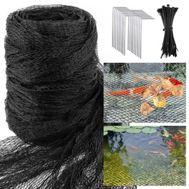 Warmfarm Pond Netting Kit 10 x 10 ft & 10 x 20 ft - Heavy Duty HDPE Fine Mesh Net for Koi Ponds - Protects Fish from Raccoons and Herons - Includes Stakes & Zip Ties (20 * 20FT)