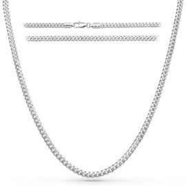 RTZN® Cuban Link Chain for Men – 3.5mm Cuban Mens Silver Chain – Premium Diamond-Cut Stainless Steel Necklace for Men – NON-TARNISH & 100% Waterproof Luxurious Men Jewelry Necklace (24" Inches)