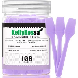 100 PCS Cosmetic Spatula, 2.5" Make Up Disposable Plastic Spatula, Facial Cream Mask Scoop, Skin Care Plastic Spoon for Mixing & Sampling