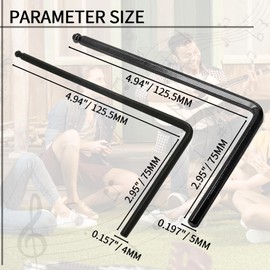 Hordion 4mm & 5mm Truss Rod Wrench, Ball End Allen Wrench Guitar Truss Rod Adjustment Tool Extended Hex Key for Martin Acoustic Guitar, Black