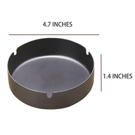 LIXINTIAN Round Stainless Steel Ash Tray,Outdoors Indoors Ash Tray,Desktop Smoking Ash Tray for Home Office Decoration (Black)