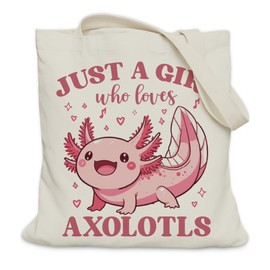 LUERHUI Axolotls Gifts Tote Bag for Girls, Just a Girl Who Loves Axolotls Tote bag for Axolotl Lovers