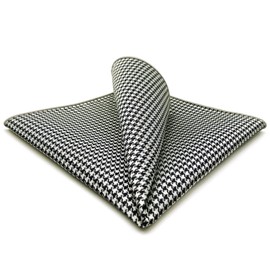 SHLAX&WING Checked Black White Handkerchieves Mens Pocket Square Silk Hanky