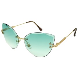 Edge I-Wear Fashion Rimless Cat Eye Women Sunglasses Tinted Color Lens 5531-AP-5(G.gnap)