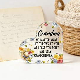 Christmas Gift For Grandma Grandmother Christmas Gift Grandma Gifts From Grandkids Grandson Granddaughter Grandchildren Acrylic Heart Shaped Plaque Gift For Grandma Grandmother Nana