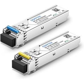QSFPTEK 1.25G BIDI WDM SFP Module, 1000Base-BIDI Transceiver 20km Simplex LC Port, Tx1310/Rx1550nm Transceiver Compatible with Cisco GLC-BX-U, GLC-BX-D, UF-SM-1G-S, Mikrotik (SMF, 20km, DDM)