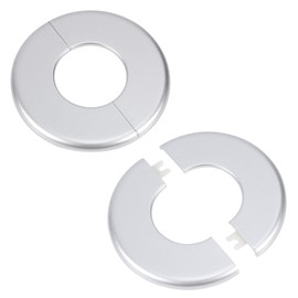 2pcs Wall Split Flange, Self-Adhesive ABS Round Escutcheon Plate Plumbing Cover Plates for 51mm/2in Diameter Pipe Faucet Decoration Accessories (Silver)