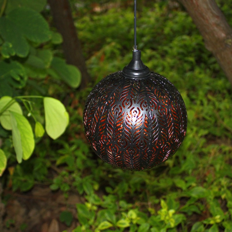 5.9in Solar Lantern Garden Garden LED Solar Hanging Lights Round