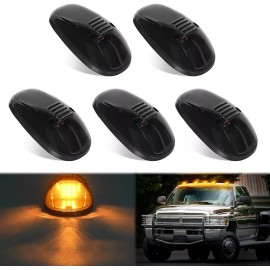 Nilight LED Cab Marker Lights Roof Running Light 5 PCS 9 LED Smoke Lens Amber