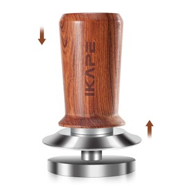 IKAPE 53.3mm Espresso Coffee Tamper, Spring-loaded Calibrated Tamper with Premium Stainless Steel, Newly Upgraded Walnut Tamper Compatible with 54 Breville Espresso Machine Bottomless Portafilter