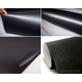 AUTOGOODY 84" x 60" Black Brushed Aluminum Vinyl Film Wrap Sticker Decal Air Bubble Free